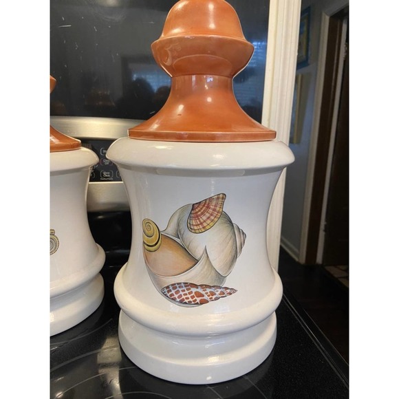 Hand Painted Seashell Kitchen Canisters - Picture 3 of 5